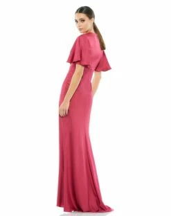 Flounce V-Neck Charmeuse Gown -Women's Skirt 55402 RAS 2 WS