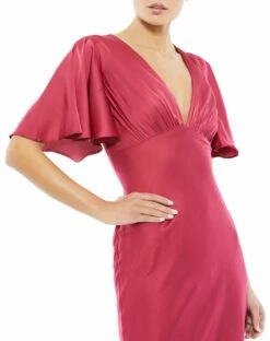 Flounce V-Neck Charmeuse Gown -Women's Skirt 55402 RAS 3 WS