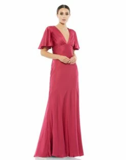 Flounce V-Neck Charmeuse Gown -Women's Skirt 55402 RAS Default 1 WS 32385e2d f8fb 4484 a5da 6451a0ecf061