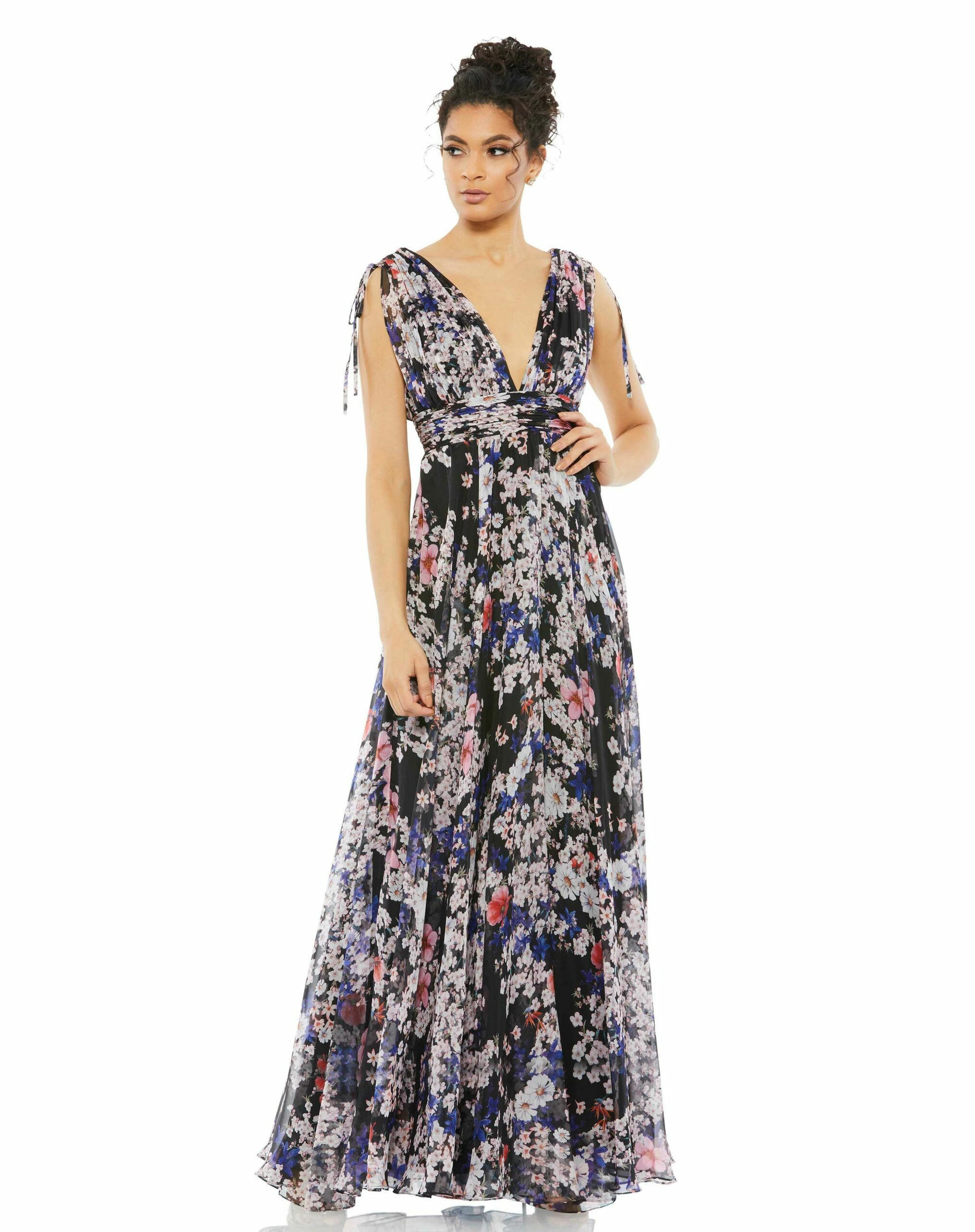 Floral Tie Shoulder V-Neck Maxi Dress 3 Floral Tie Shoulder V-Neck Maxi Dress