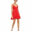 Ruffle V-Neck Criss-Cross Mini Dress -Women's Skirt 55417 RED Default 1 WS 02dd18a4 5900 4a0e a1f9 785c196ac375