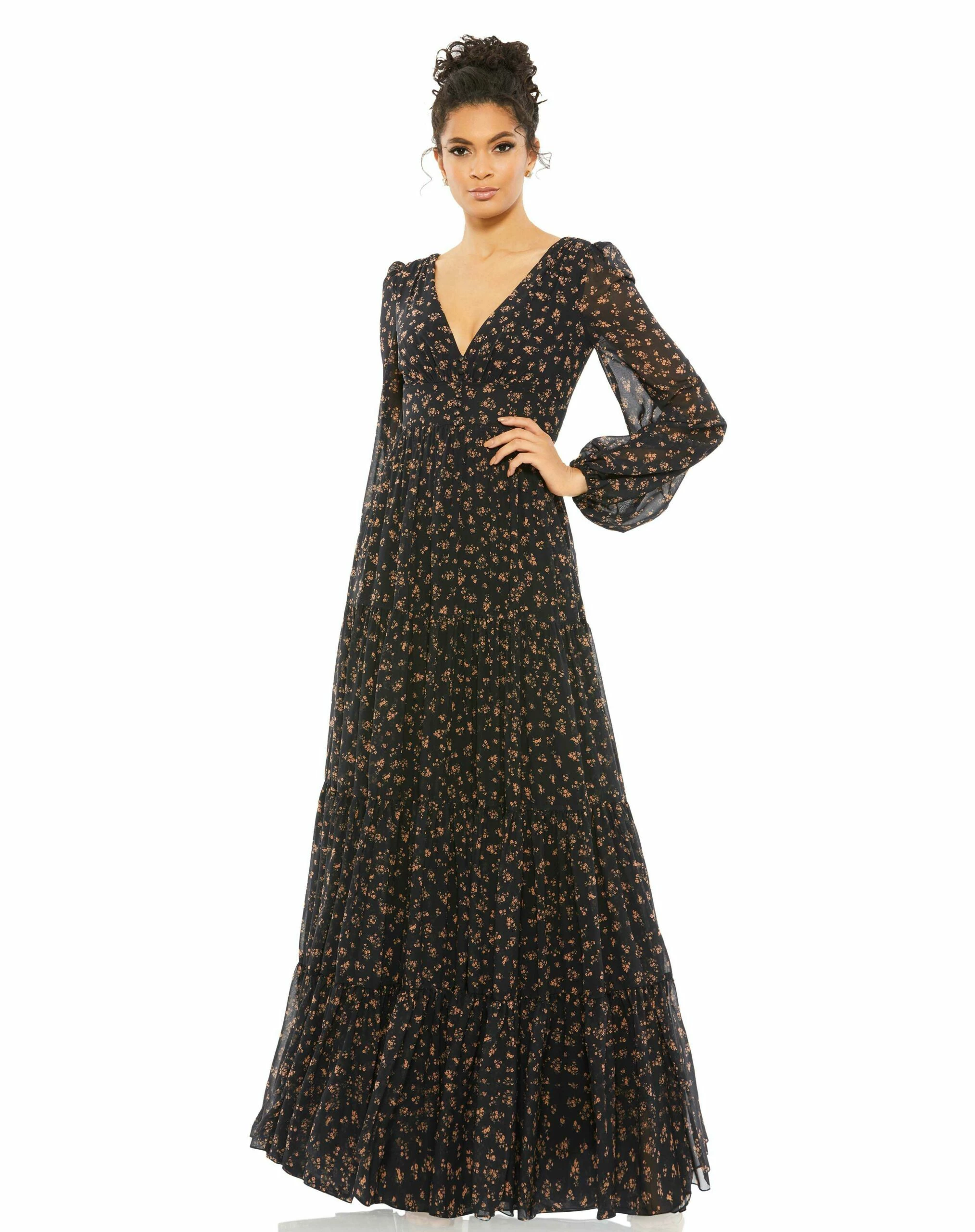 Floral Tiered Long Sleeve Maxi Dress 3 Floral Tiered Long Sleeve Maxi Dress