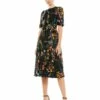 Floral Pattern High Neck Belted Midi Dress -Women's Skirt 55625 BMU Default 1 WS