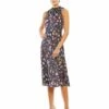 Floral Print Tie Neck Midi Dress -Women's Skirt 55629 PFO Default 1 WS