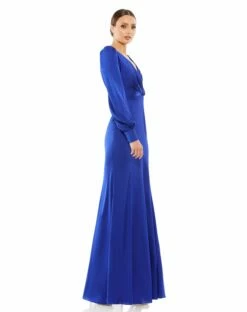 Satin Ruched Bishop Sleeve Gown -Women's Skirt 55635 RoyalBlue AS