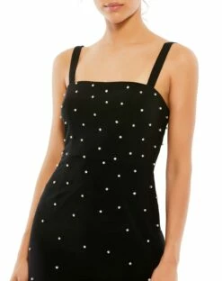 Sleeveless Rhinestone Encrusted Square Neck Mini Dress -Women's Skirt 55644 Black CL