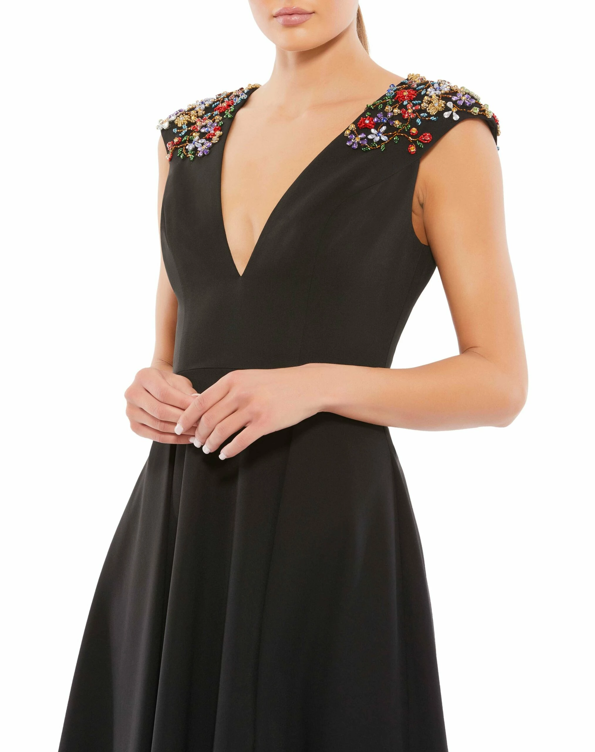Beaded Cap Sleeve A Line Midi Dress 8 Beaded Cap Sleeve A Line Midi Dress - Image 6