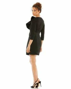 Ruffled Faux Tuxedo Mini Dress -Women's Skirt 55692 Black BK