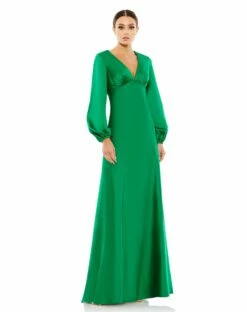 Charmeuse Empire Waist Blouson Sleeve Gown