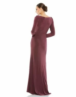 Boat Neck Jersey Gown W/ Embellished Shoulder -Women's Skirt 55695 MAU 2 WS
