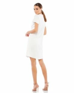 Rhinestone Embellished Neckline Shift Dress -Women's Skirt 55698 WHT 2 WS e14df66e 872a 4dbb 95ff e5bf04085d13