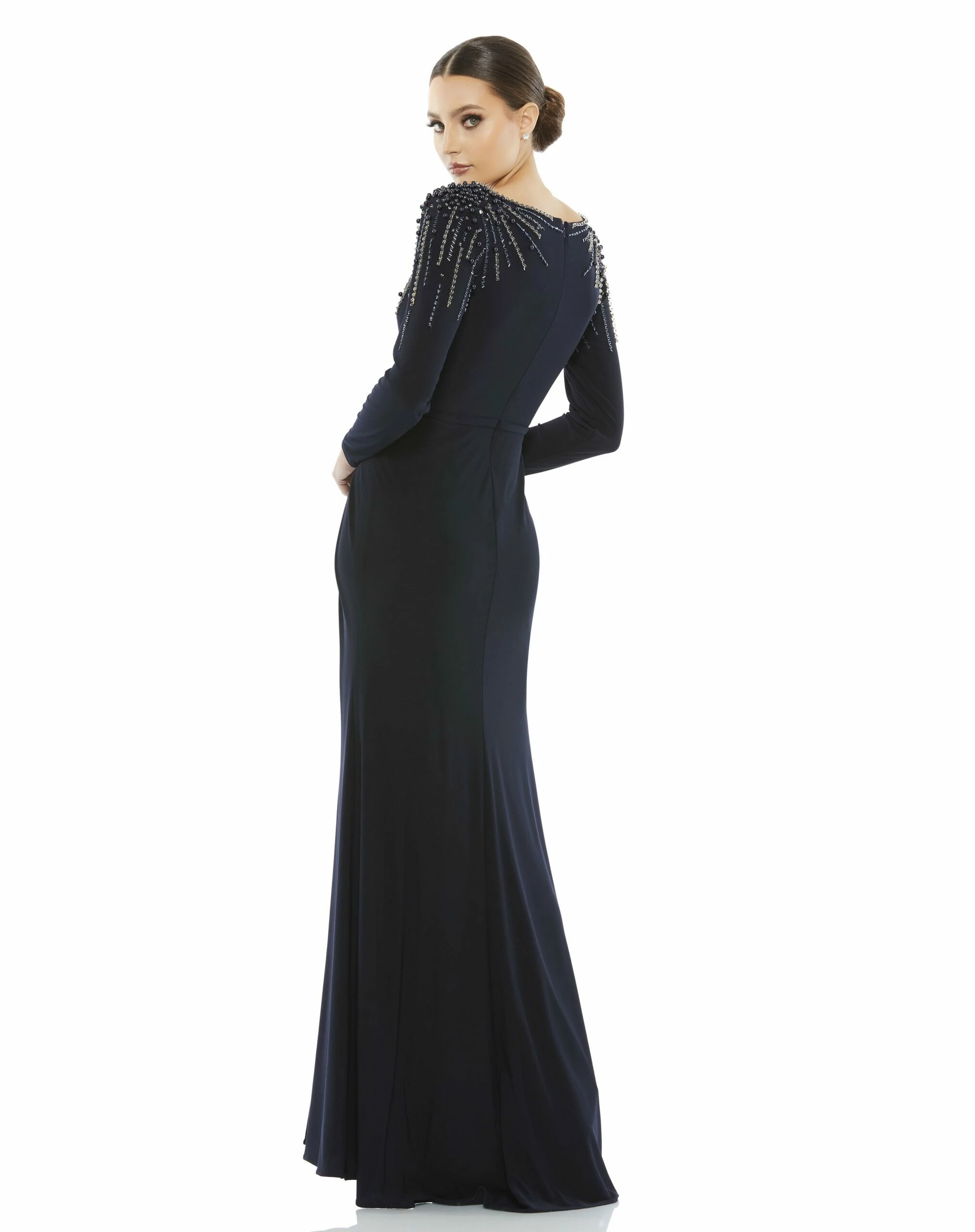 Faux Wrap Jersey Gown W/ Embellished Accents 7 Faux Wrap Jersey Gown W/ Embellished Accents - Image 5