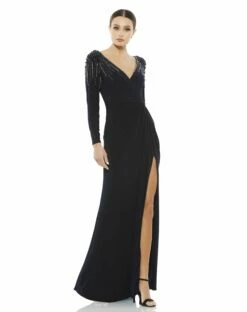 Faux Wrap Jersey Gown W/ Embellished Accents 11 Faux Wrap Jersey Gown W/ Embellished Accents -Women's Skirt 55715 MID Default 1 WS