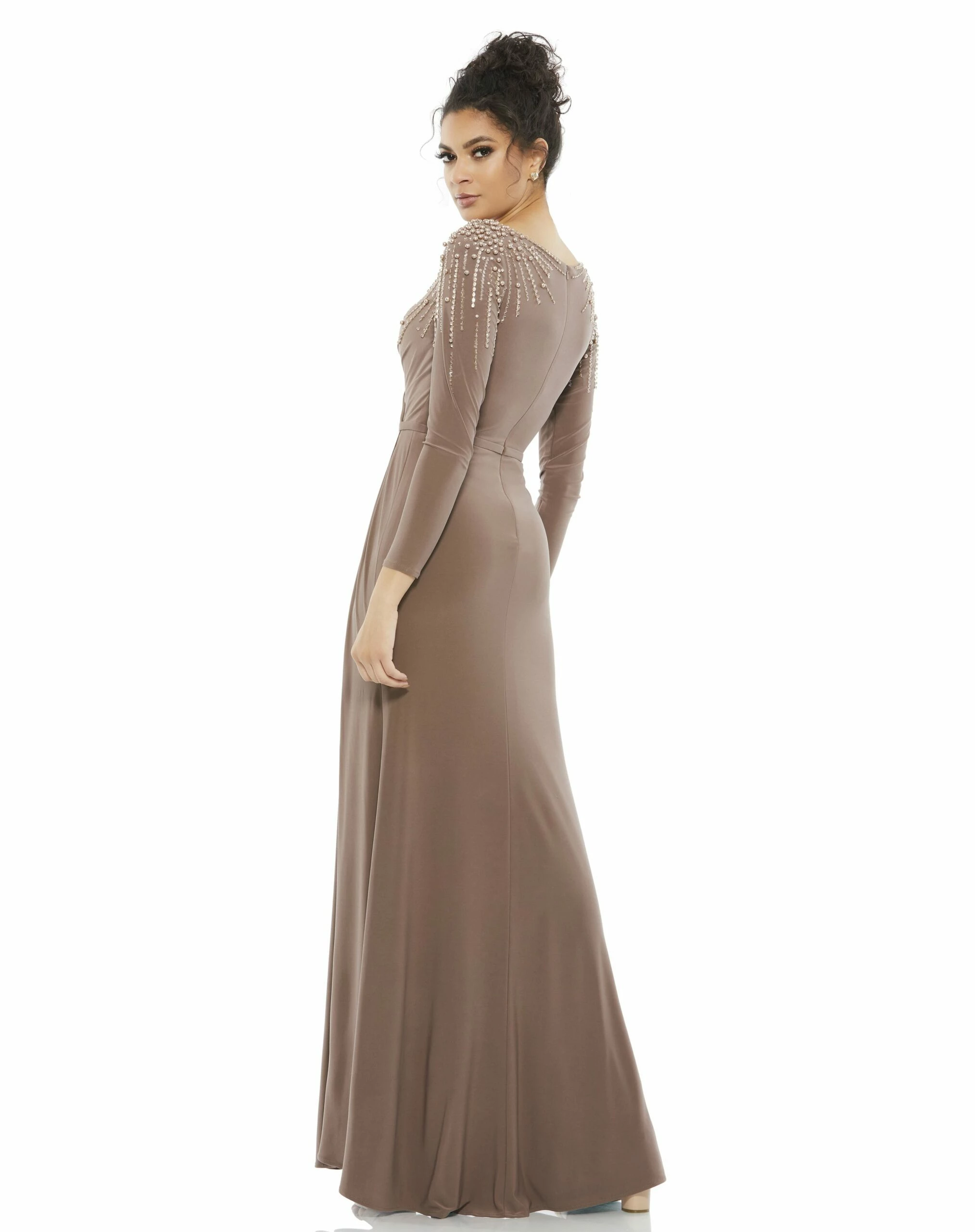 Faux Wrap Jersey Gown W/ Embellished Accents 4 Faux Wrap Jersey Gown W/ Embellished Accents - Image 2