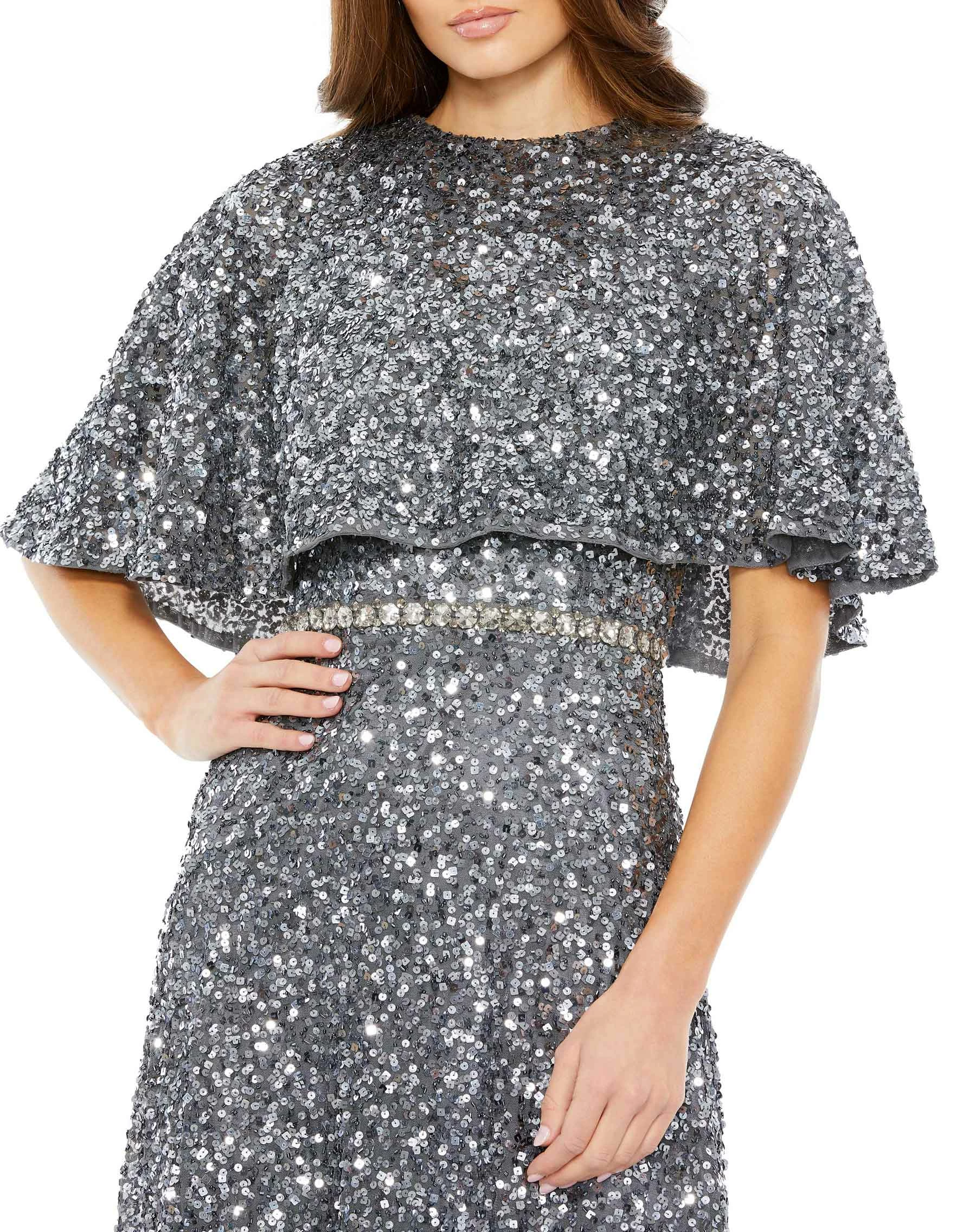 Embellished Cape High Neck Midi Dress 5 Embellished Cape High Neck Midi Dress - Image 3