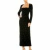 Allover Rhinestone Long Sleeve Dress -Women's Skirt 55792 Black AB