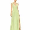 Chiffon Sleeveless Wrap Over A Line Gown -Women's Skirt 55793 Lime AB
