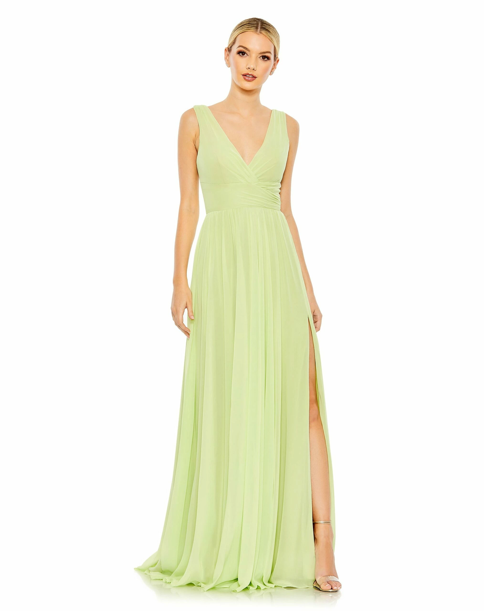 Chiffon Sleeveless Wrap Over A Line Gown 3 Chiffon Sleeveless Wrap Over A Line Gown