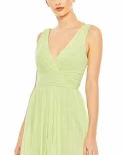 Chiffon Sleeveless Wrap Over A Line Gown 10 Chiffon Sleeveless Wrap Over A Line Gown -Women's Skirt 55793 Lime CL