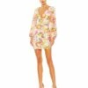 Sequined Floral Long Sleeve Mini Dress -Women's Skirt 55798 PinkMulti AB