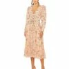 Floral Embellished Wrap Over Puff Sleeve A Line Gown 2 Floral Embellished Wrap Over Puff Sleeve A Line Gown -Women's Skirt 5580 BMM Default 1 WS