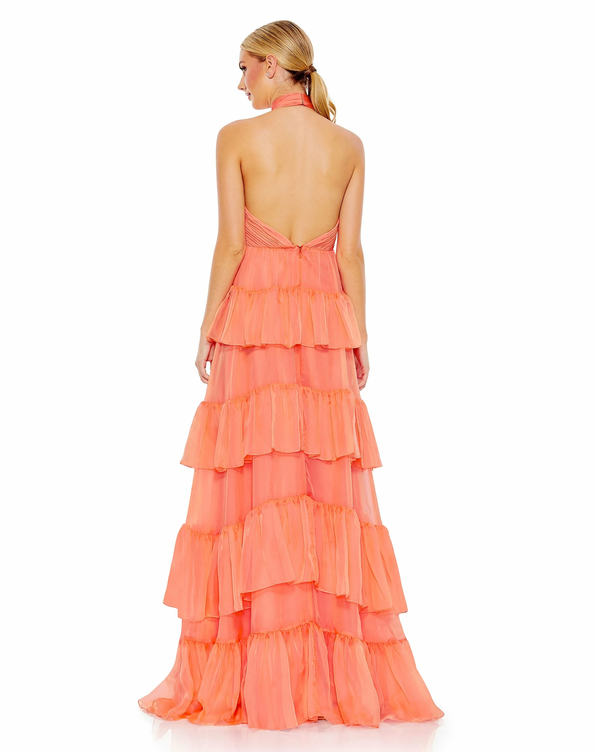 Ruffle Tiered Pleated Halter Neck A Line Gown 4 Ruffle Tiered Pleated Halter Neck A Line Gown - Image 2