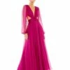 Ruched Cut Out Puff Sleeve A Line Gown -Women's Skirt 55823 Berry AB