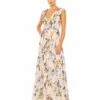 Pleated Floral Cap Sleeve A Line Gown -Women's Skirt 55829 PIM Default 1 WS