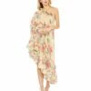 Floral Print One Shoulder Cape Dress -Women's Skirt 55830 NUM Default 1 WS