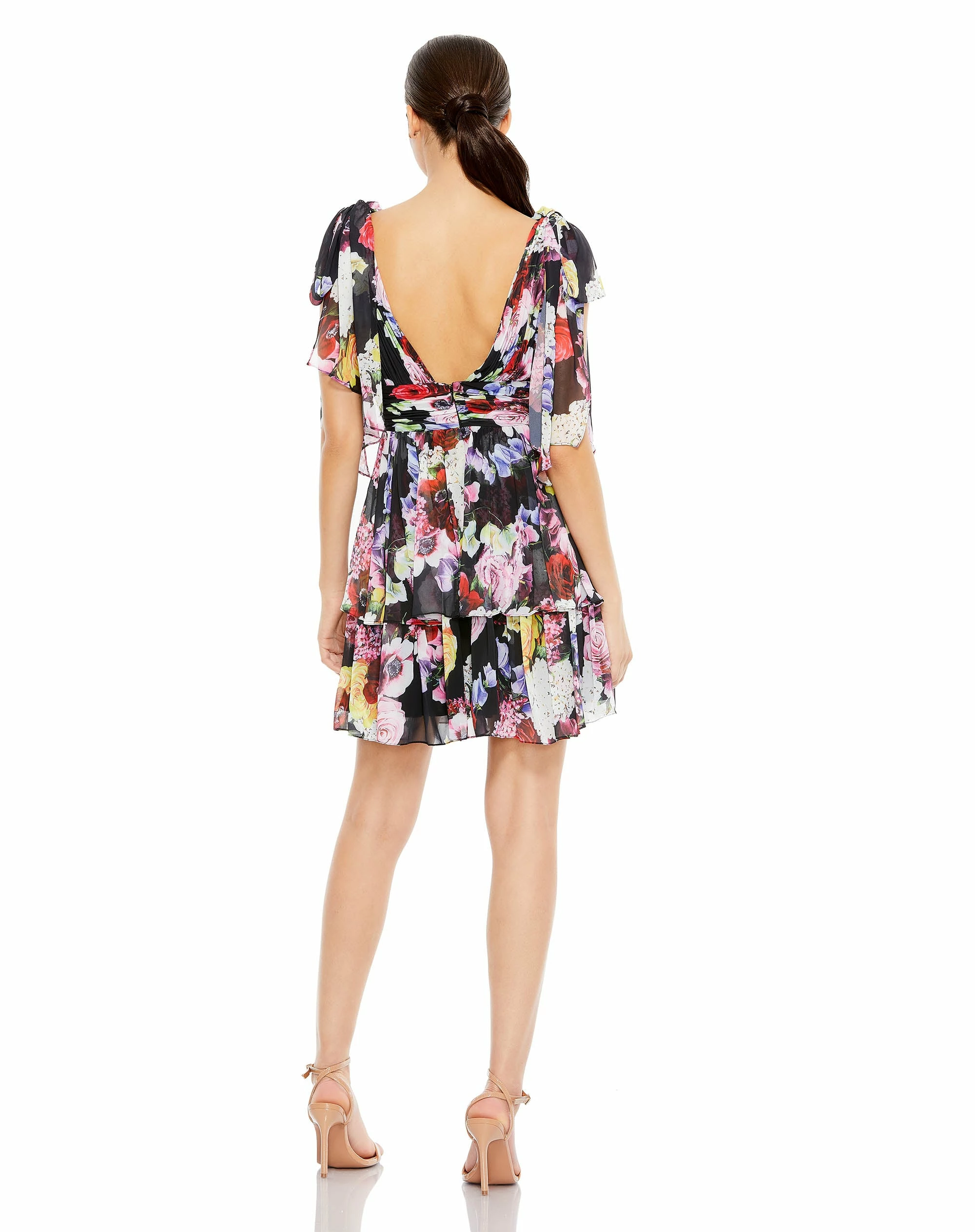 Floral Print Ruffled Sleeveless Soft Tie Dress 4 Floral Print Ruffled Sleeveless Soft Tie Dress - Image 2