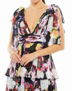 Floral Print Ruffled Sleeveless Soft Tie Dress 7 Floral Print Ruffled Sleeveless Soft Tie Dress -Women's Skirt 55837 Multi CL