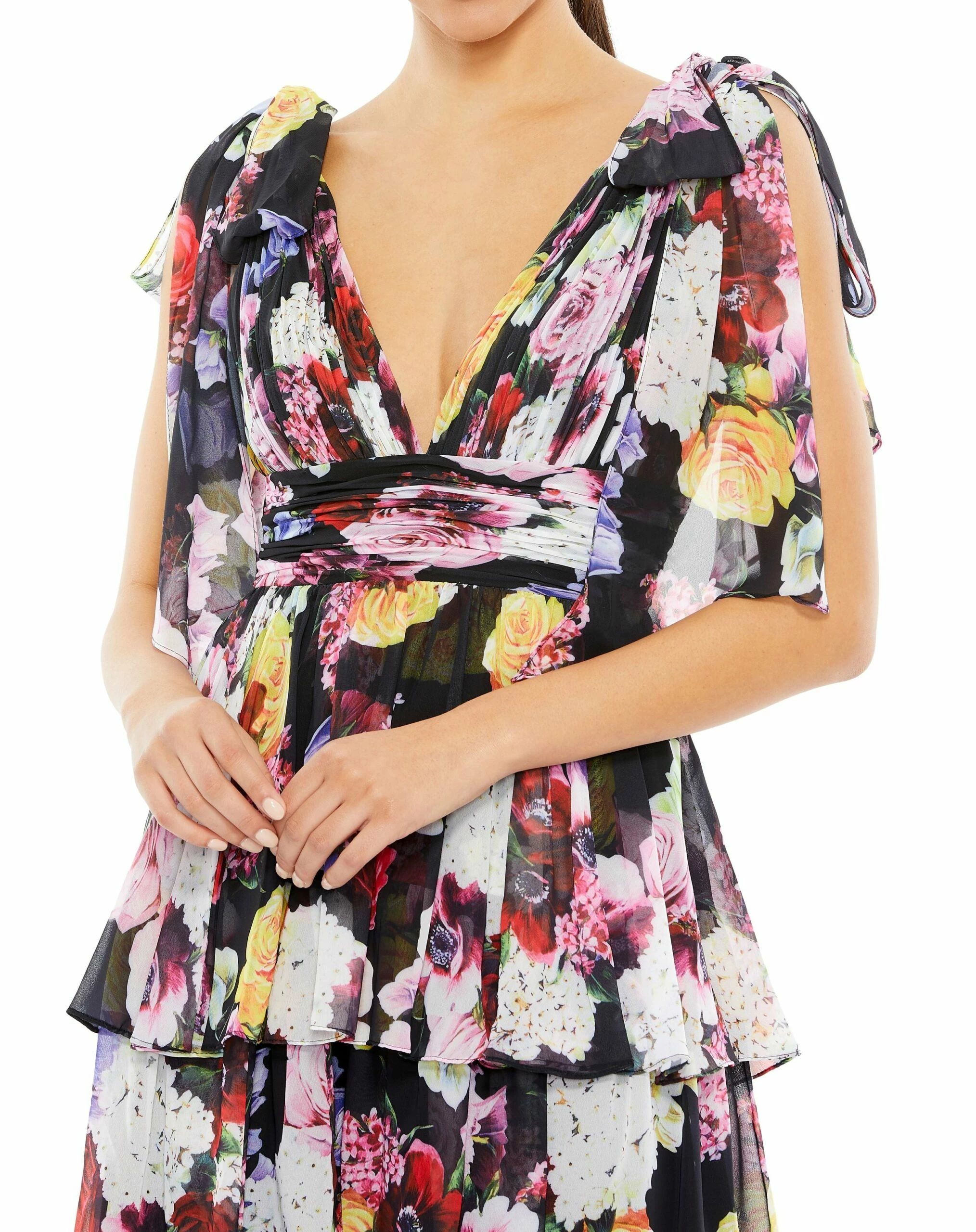 Floral Print Ruffled Sleeveless Soft Tie Dress 5 Floral Print Ruffled Sleeveless Soft Tie Dress - Image 3