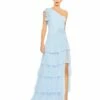 Ruffle Tiered One Flutter Sleeve Gown -Women's Skirt 55849 PowderBlue AB