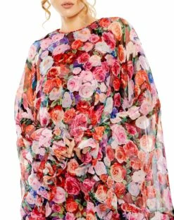 Floral Printed Cape Mini Dress -Women's Skirt 55931 FMU 3 WS