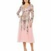 Hand Embellished Floral V Neck Long Sleeve Dress -Women's Skirt 5594 ROS Default 1 WS
