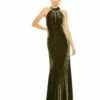 Halter Tie Front Slit Velvet Column Gown -Women's Skirt 55954 OLI Default 1 WS