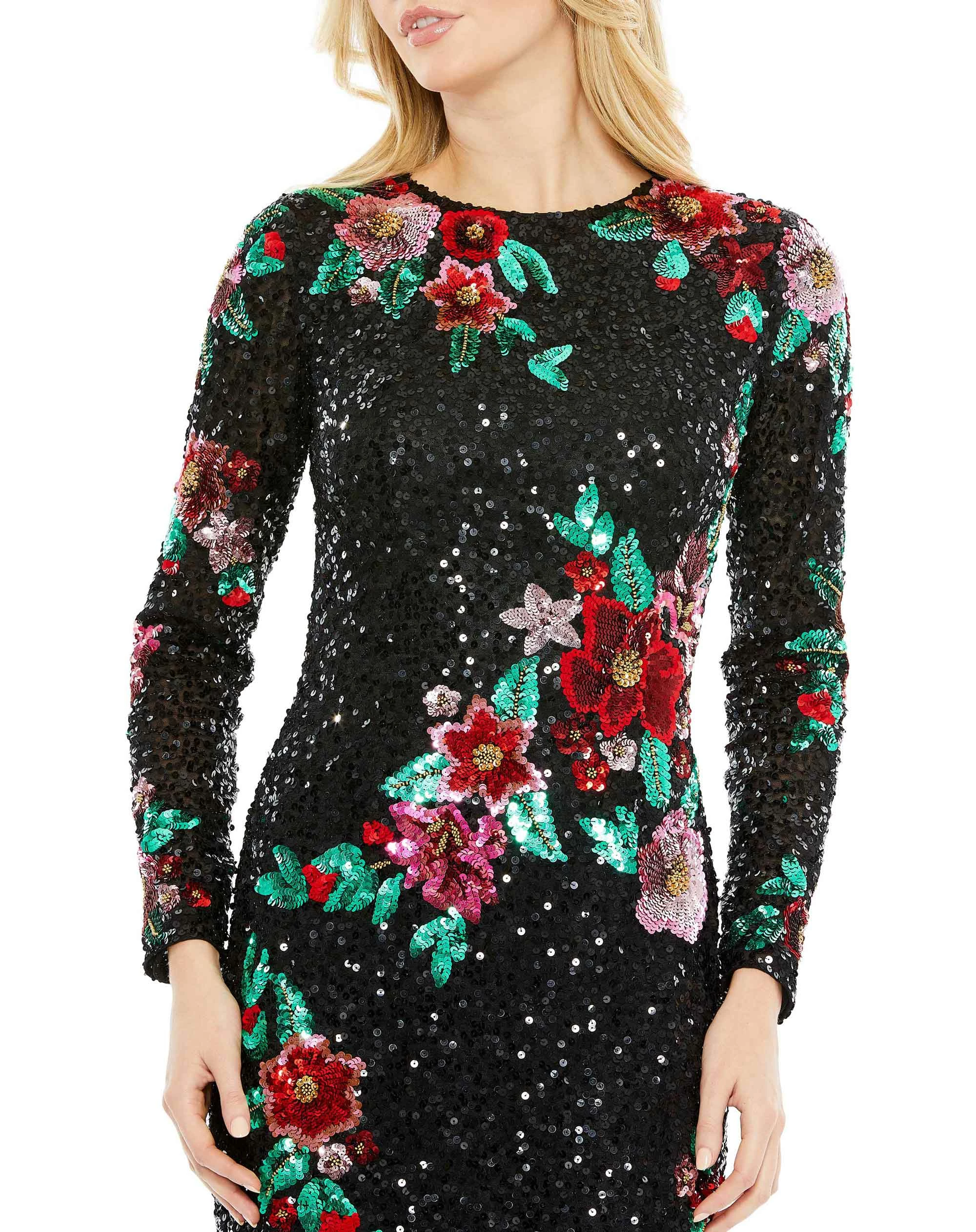 Embellished High Neck Cascading Floral Dress 5 Embellished High Neck Cascading Floral Dress - Image 3