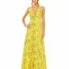 Floral Print V-Neck Ruched Gown -Women's Skirt 56011 YMU Default 1 WS