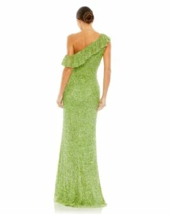 Sequined Drop Shoulder Trumpet Gown -Women's Skirt 5611 KeyLime BK