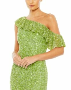 Sequined Drop Shoulder Trumpet Gown -Women's Skirt 5611 KeyLime CL