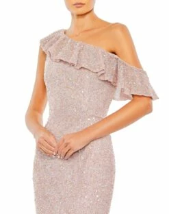 Sequined Drop Shoulder Trumpet Gown -Women's Skirt 5611 Mocha CL