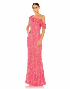 Sequined Drop Shoulder Trumpet Gown -Women's Skirt 5611 Watermelon AB
