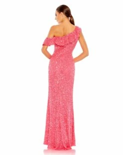 Sequined Drop Shoulder Trumpet Gown -Women's Skirt 5611 Watermelon BK