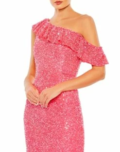 Sequined Drop Shoulder Trumpet Gown -Women's Skirt 5611 Watermelon CL