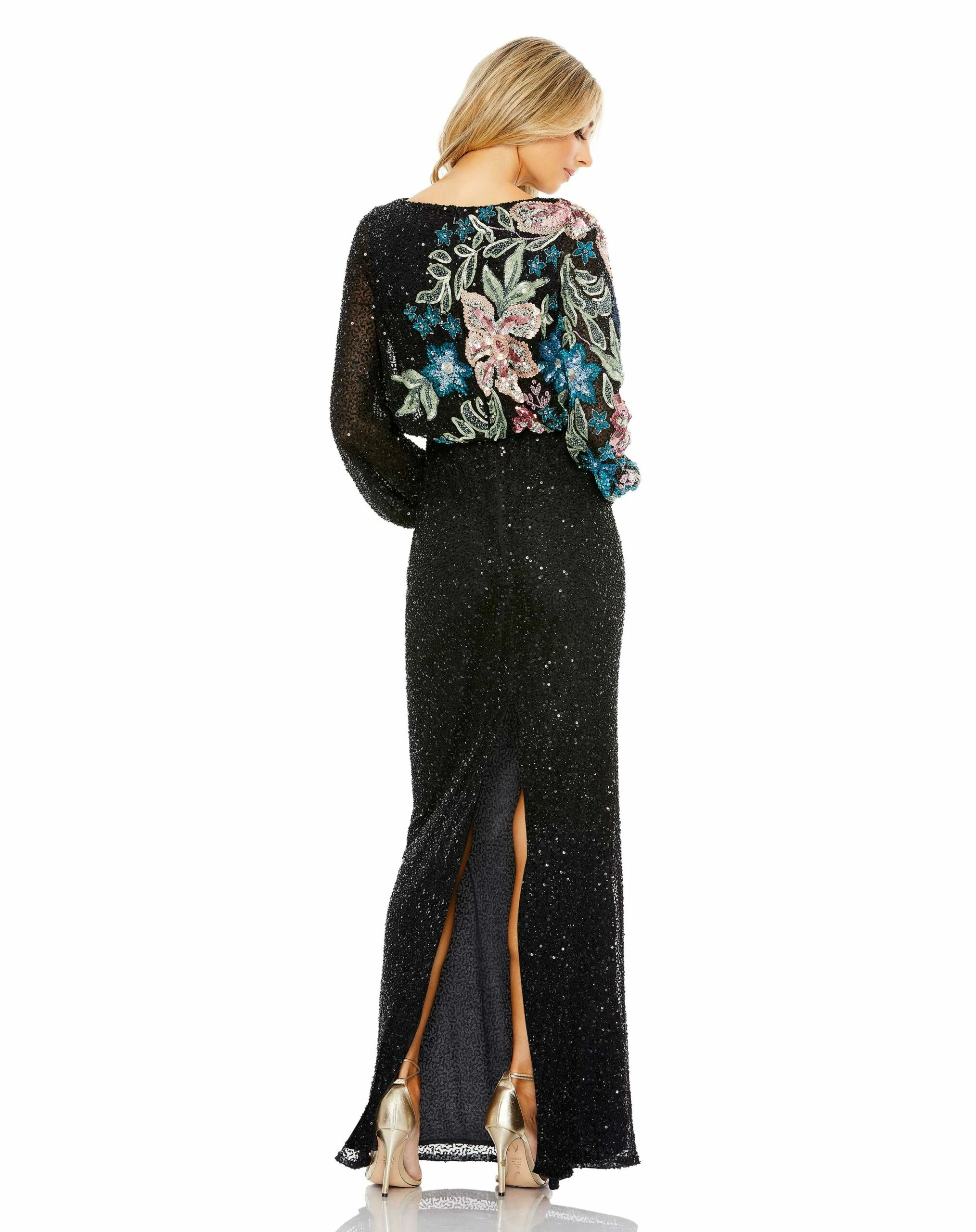 Embellished Multi Color Floral High Neck Gown 4 Embellished Multi Color Floral High Neck Gown - Image 2
