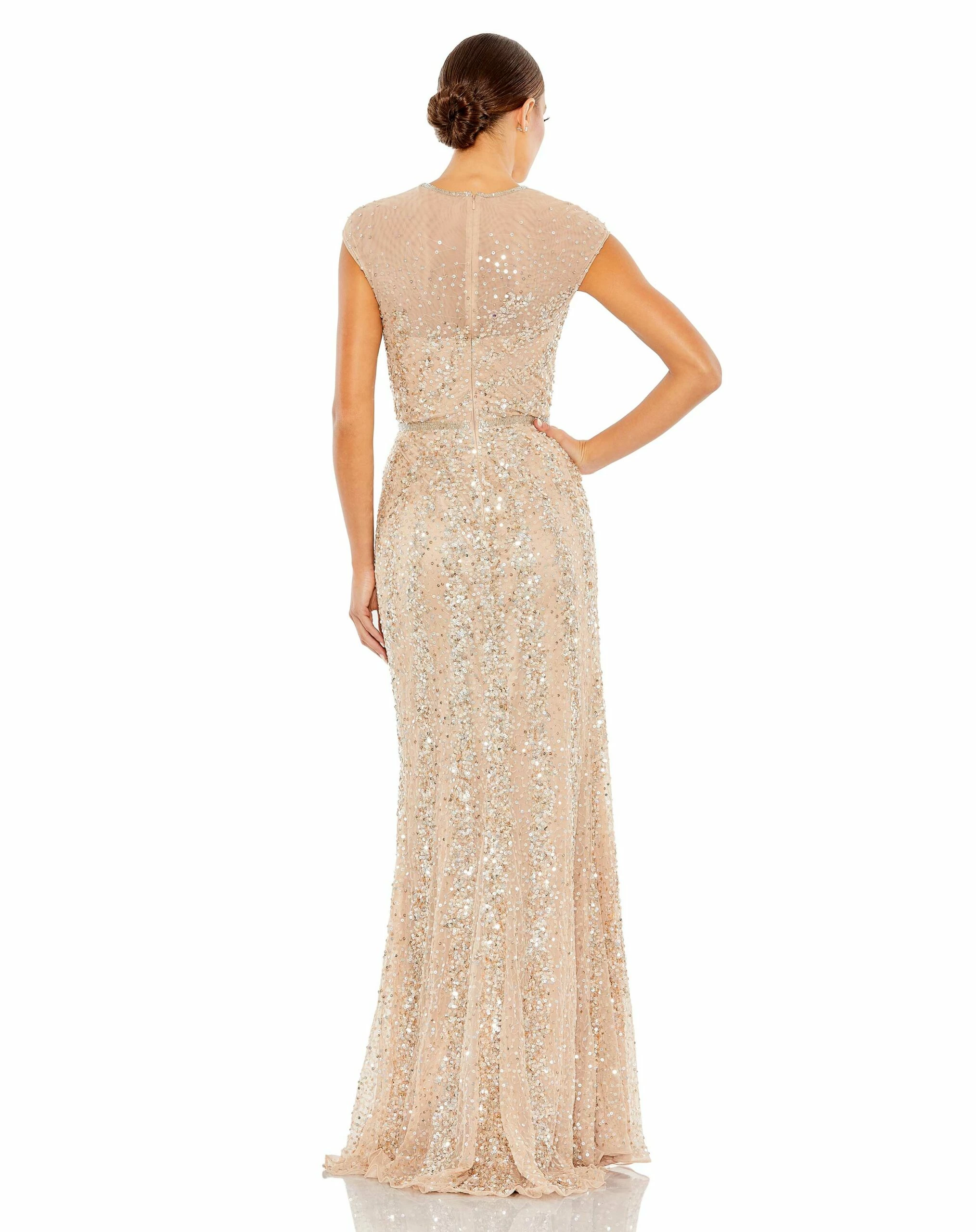 Embellished Illusion High Neck Cap Sleeve Gown 4 Embellished Illusion High Neck Cap Sleeve Gown - Image 2
