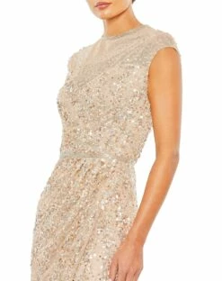 Embellished Illusion High Neck Cap Sleeve Gown 10 Embellished Illusion High Neck Cap Sleeve Gown -Women's Skirt 5619 Nude CL