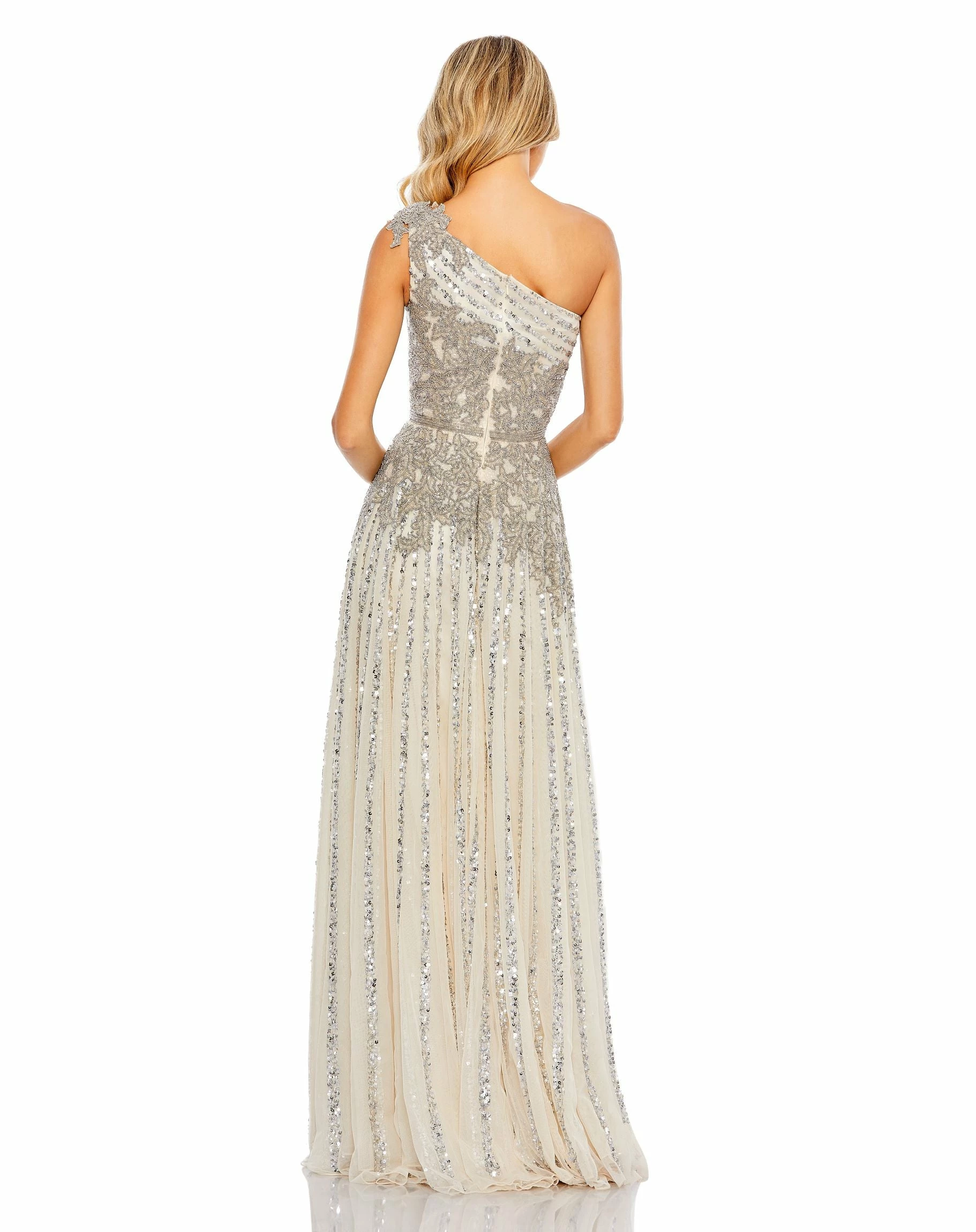 Beaded Embellished One Shoulder A Line Gown 7 Beaded Embellished One Shoulder A Line Gown - Image 5