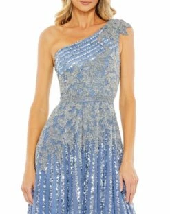 Beaded Embellished One Shoulder A Line Gown 10 Beaded Embellished One Shoulder A Line Gown -Women's Skirt 5679 SlateBlue CL