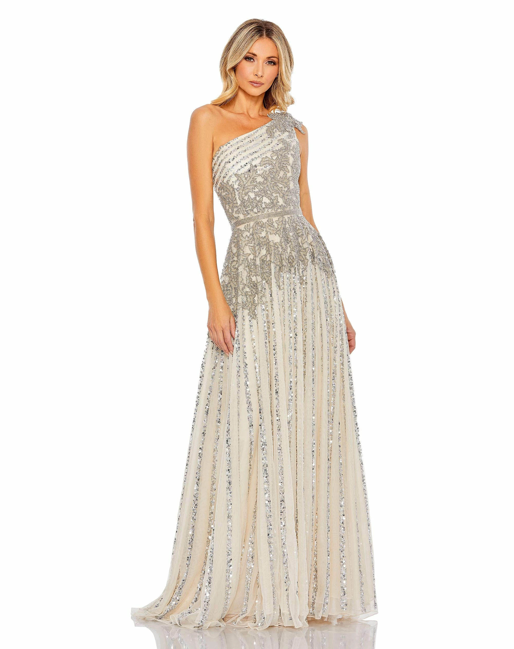 Beaded Embellished One Shoulder A Line Gown 6 Beaded Embellished One Shoulder A Line Gown - Image 4